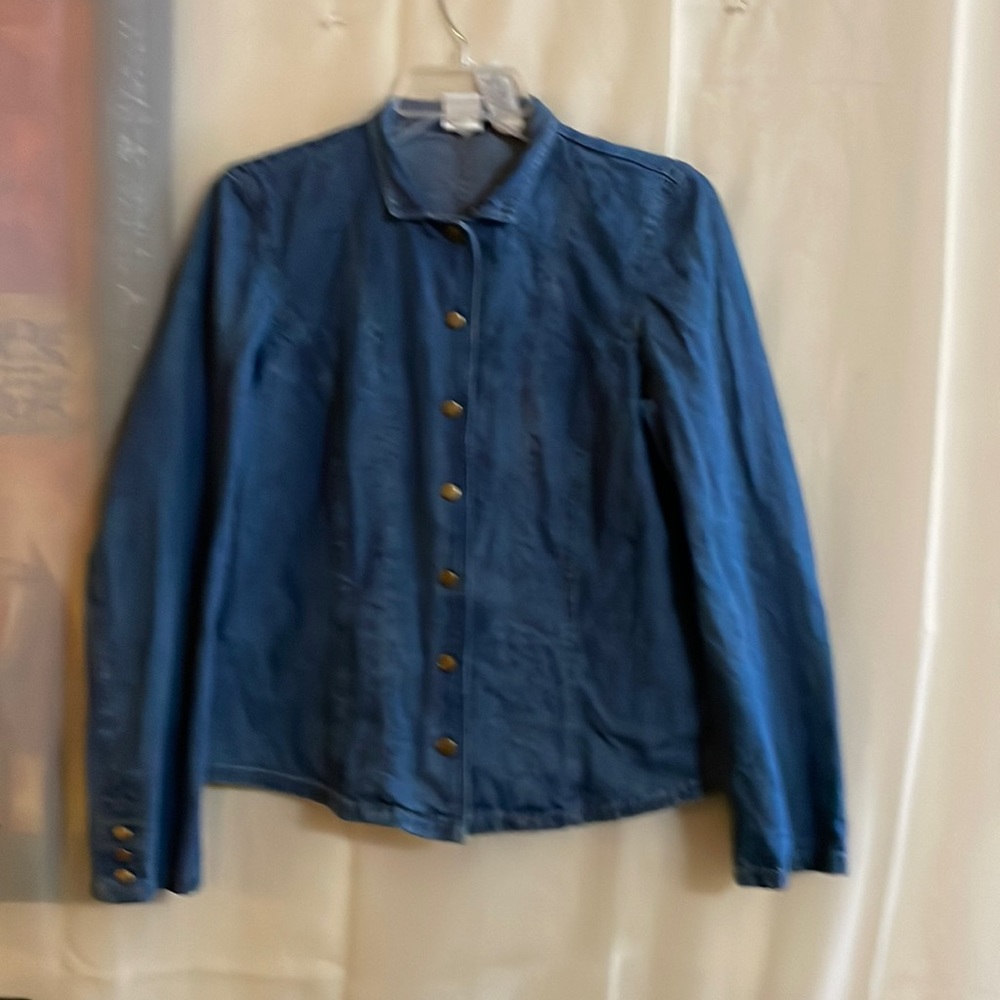 Basic Denim Lightweight Jean Button Snap Blue Jac… - image 1